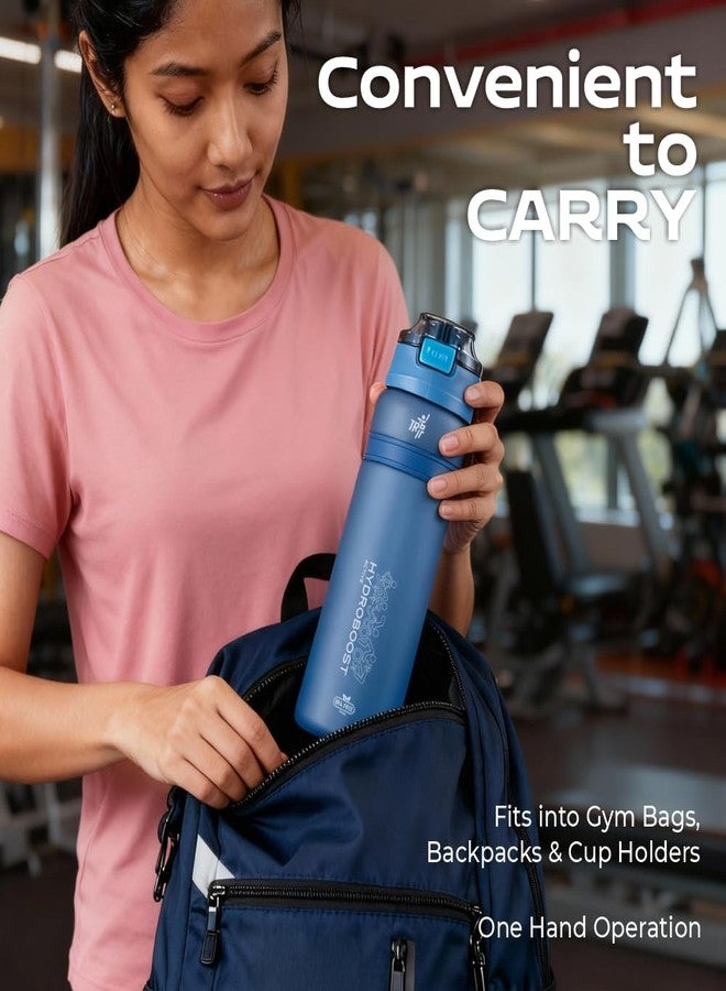 TR6 HydroBoost Active Bottle 850ml | Tritan Sipper Water Bottle for Men & Women | Leakproof, Durable & odour-resistant with Flip Lid Sports Bottle | Perfect for Gym & Outdoor use (Frosted, Blue) - Image 4
